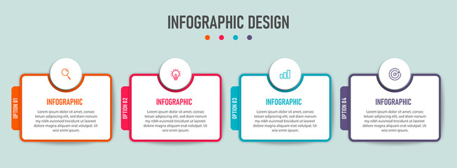 infographic design creative concept with 4 steps, options, parts or processes