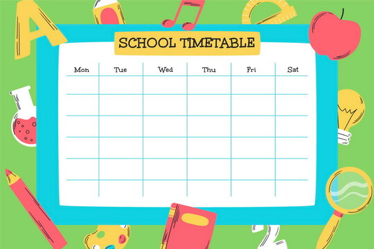 hand drawn back school vector design illustration timetable template