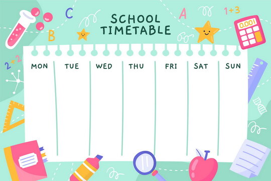 hand drawn back school vector design illustration timetable template