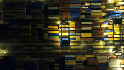 Aerial perspective of a container port, United States of America  