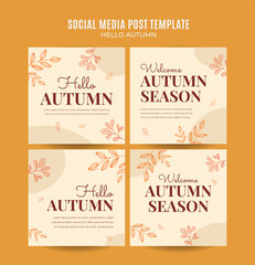 Fototapeta na wymiar Autumn square banner template. Promotional banner for social media post, web banner and flyer