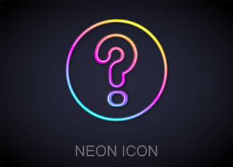 Glowing neon line Speech bubbles with Question icon isolated on black background. FAQ sign. Chat speech bubble and chart. Vector