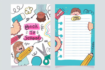 hand drawn back school vector design illustration card template