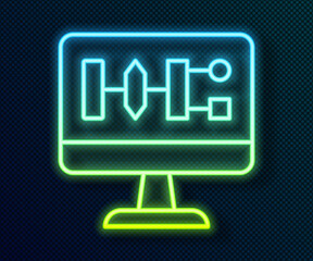Glowing neon line Algorithm icon isolated on black background. Algorithm symbol design from Artificial Intelligence collection. Vector