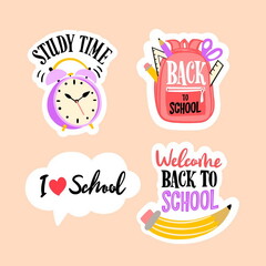 hand drawn back school vector design illustration labels collection