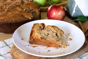 Homemade apple cake with cinnamon.