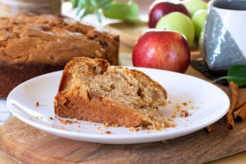 Homemade apple cake slice