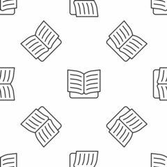 Grey line Open book icon isolated seamless pattern on white background. Vector