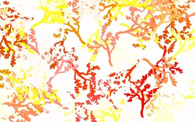 Light Red, Yellow vector natural artwork with leaves, branches.