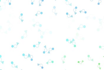 Light Blue, Green vector backdrop with lines, circles.