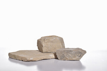 Minimal. A podium made of stone for the presentation of the product . The pedestal is made of natural natural material.
