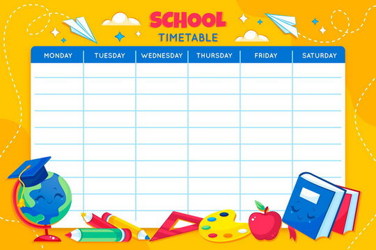 detailed back school vector design illustration timetable template