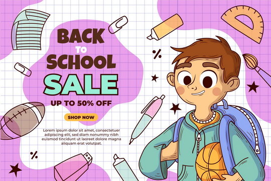hand drawn back school vector design illustration sale background