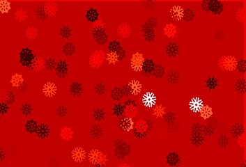 Fototapeta na wymiar Light Red vector pattern with christmas snowflakes.