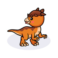 Cute little pachycephalosaurus dinosaur cartoon