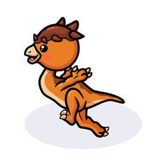 Cute little pachycephalosaurus dinosaur cartoon