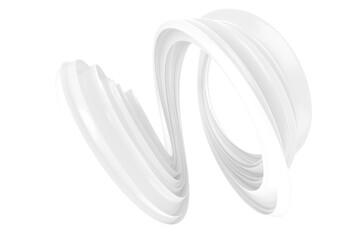 White abstract twisted brush stroke. Bright curl, artistic spiral. 3D rendering image