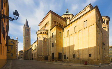 Fototapeta na wymiar Image of Baptistery and Cathedral of Parma in Italy outdoors.