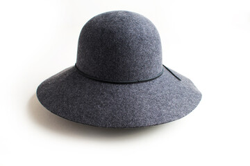 Fototapeta na wymiar Felt women's hat with wide brim