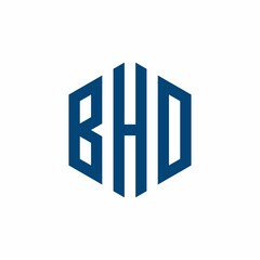 BHD Initial three letter logo hexagon