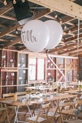 Authentic country style wedding reception interiors and decorations