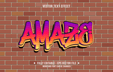 Editable text effect gradient color street graffiti wall style for digital and print media font effect template