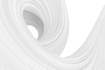 Fototapeta premium White abstract twisted brush stroke. Bright curl, artistic spiral. 3D rendering image