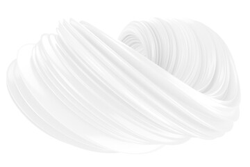 White abstract twisted brush stroke. Bright curl, artistic spiral. 3D rendering image