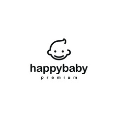 happy baby toddler babies line logo vector hipster retro vintage label illustration