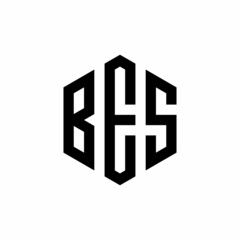 BES Initial three letter logo hexagon