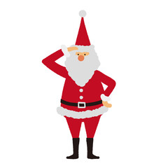 サンタクロースのイラスト　手を額にあてて周りを見回すサンタ