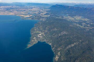 Aerial view of Woods Bay, Montana, USA