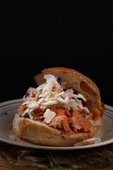 Salmon and Cold Slaw Sandwich