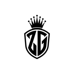 Monogram logo with shield and crown black simple zg