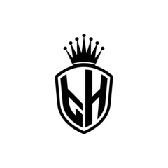 Monogram logo with shield and crown black simple TH