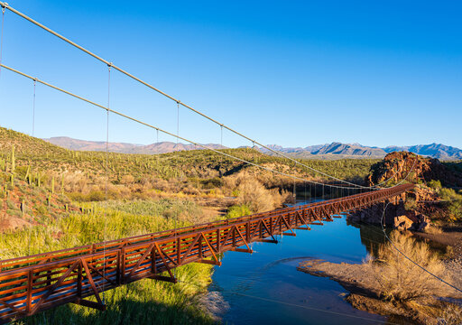 Historic Sheeps Bridge over the Verde River in the Tonto National Forest in Arizona
