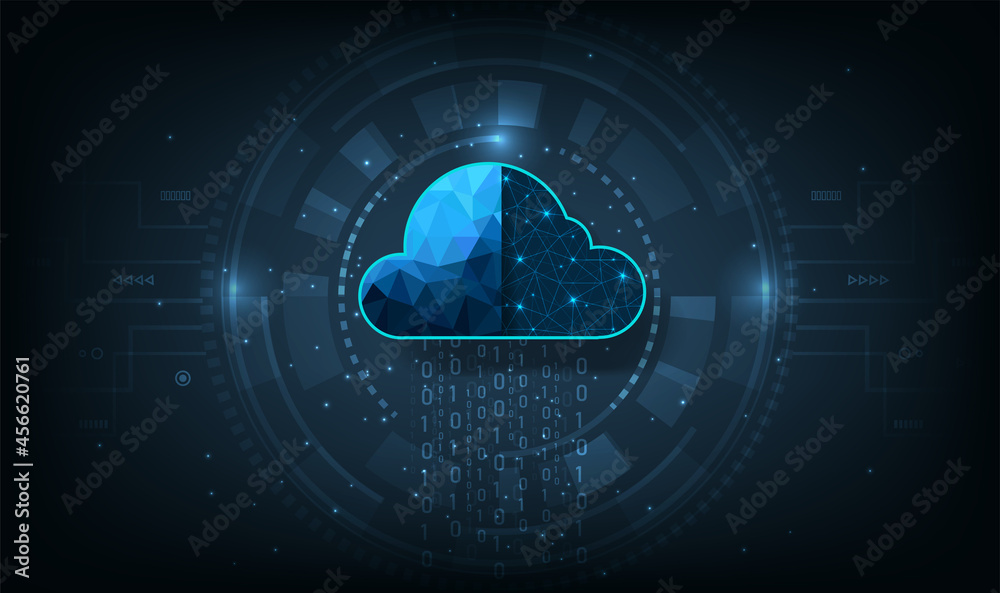 Poster cloud technology concept.cloud storage with data protected exchange cloud computing, big data center