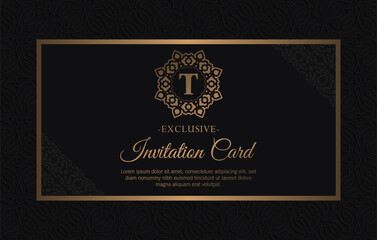 dark black wedding invitation with pattern