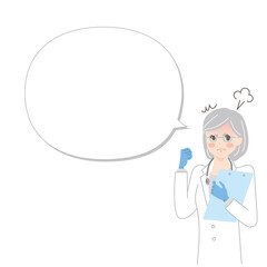 怒っている女性医師と吹き出しのイラスト素材