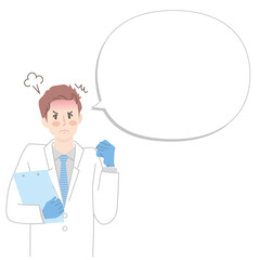 怒っている男性医師と吹き出しのイラスト素材