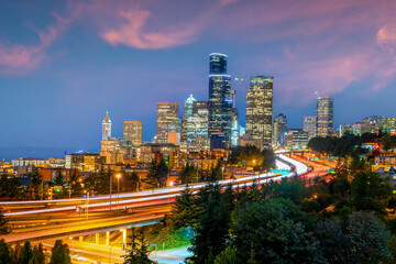 Seattle city downtown skyline cityscape of Washington state