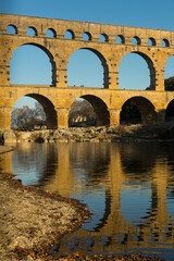 Obraz premium The Pont-du-Gard is famous bridge of France outdoor.