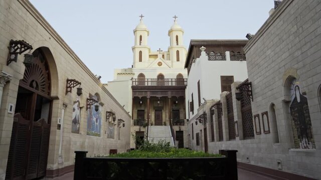 Hanging Church, oldest coptic christian church in Cairo Egypt, slow motion