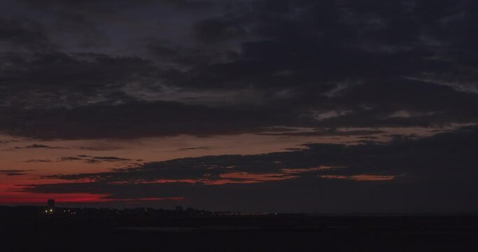 Timelapse of sunset over La Hume Beach at Gujan-Mestras, Arcachon Bay