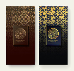 Set of luxury retro labels with calligraphic vector logo. Antique monogram collection.