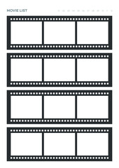 Note, scheduler, diary, planner document template illustration. My movie review list.