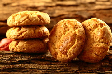Fresh baked homemade sugar free oatmeal cookies. traditional recipes background.