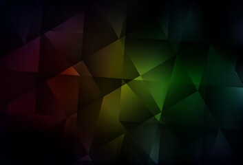 Dark Green, Red vector polygon abstract backdrop. - obrazy, fototapety, plakaty