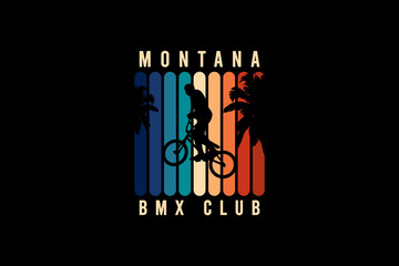 Montana BIKE club,retro vintage style hand drawing illustration