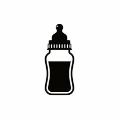 silhoulette baby bottle with milk on white background. vector illustration